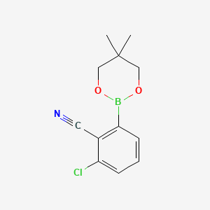 2-Chloro-6-(5,5-dimethyl-1,3,2-dioxaborinan-2-yl)benzonitrile chemical structure (CAS 883899-06-7)