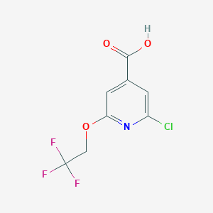 2-Chloro-6-(2,2,2-trifluoroethoxy)pyridine-4-carboxylic acid chemical structure (CAS 883950-09-2)