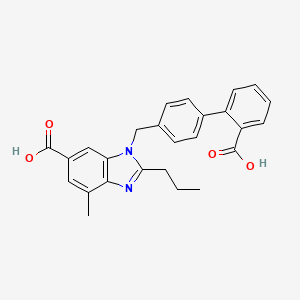 1-((2'-Carboxy-[1,1'-biphenyl]-4-yl)methyl)-4-methyl-2-propyl-1H-benzo[d]imidazole-6-carboxylic acid chemical structure (CAS 884330-12-5)