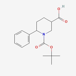 1-(tert-Butoxycarbonyl)-6-phenylpiperidine-3-carboxylic acid chemical structure (CAS 885275-13-8)