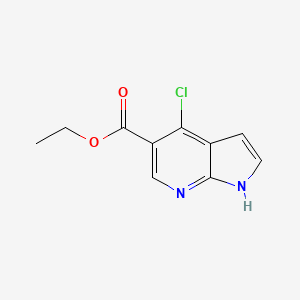 Ethyl 4-chloro-1H-pyrrolo[2,3-b]pyridine-5-carboxylate chemical structure (CAS 885500-55-0)