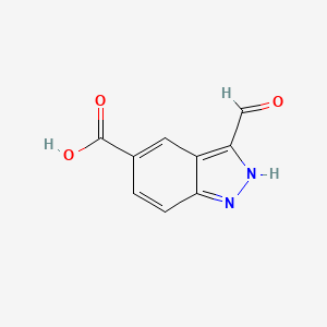 3-Formyl-1H-indazole-5-carboxylic acid chemical structure (CAS 885519-98-2)