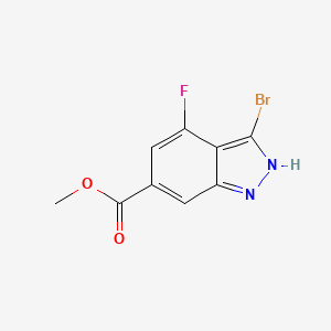 Methyl 3-bromo-4-fluoro-1H-indazole-6-carboxylate chemical structure (CAS 885521-41-5)