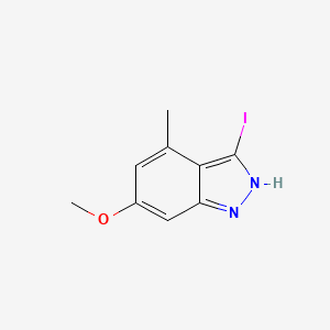 3-Iodo-6-methoxy-4-methyl-1H-indazole chemical structure (CAS 885521-45-9)