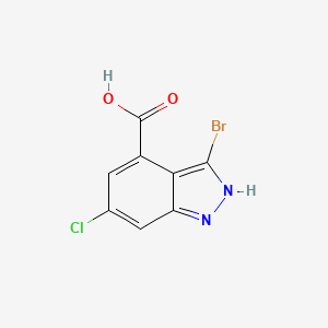 3-Bromo-6-chloro-1H-indazole-4-carboxylic acid chemical structure (CAS 885522-21-4)