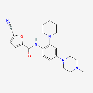 5-Cyano-N-(4-(4-methylpiperazin-1-yl)-2-(piperidin-1-yl)phenyl)furan-2-carboxamide chemical structure (CAS 885703-64-0)
