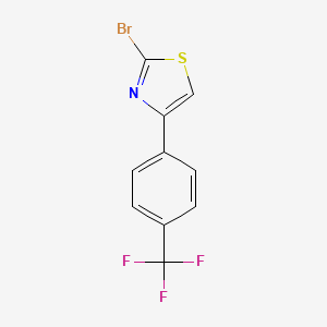 2-Bromo-4-(4-(trifluoromethyl)phenyl)thiazole chemical structure (CAS 886367-52-8)