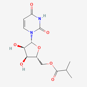((2R,3S,4R,5R)-5-(2,4-Dioxo-3,4-dihydropyrimidin-1(2H)-yl)-3,4-dihydroxytetrahydrofuran-2-yl)methyl isobutyrate chemical structure (CAS 886538-48-3)