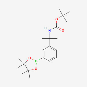tert-Butyl (2-(3-(4,4,5,5-tetramethyl-1,3,2-dioxaborolan-2-yl)phenyl)propan-2-yl)carbamate chemical structure (CAS 887254-69-5)