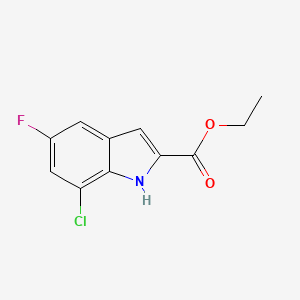 Ethyl 7-chloro-5-fluoro-1H-indole-2-carboxylate chemical structure (CAS 887578-55-4)