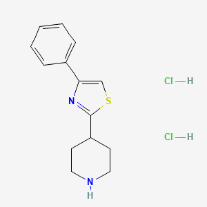 4-(4-Phenyl-1,3-thiazol-2-yl)piperidine dihydrochloride chemical structure (CAS 887624-97-7)