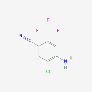4-Amino-5-chloro-2-(trifluoromethyl)benzonitrile chemical structure (CAS 888073-09-4)