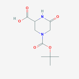 4-(tert-Butoxycarbonyl)-6-oxopiperazine-2-carboxylic acid chemical structure (CAS 888220-71-1)
