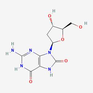 2-Amino-9-((2R,4S,5R)-4-hydroxy-5-(hydroxymethyl)tetrahydrofuran-2-yl)-3H-purine-6,8(7H,9H)-dione chemical structure (CAS 88847-89-6)