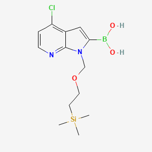 (4-Chloro-1-((2-(trimethylsilyl)ethoxy)methyl)-1H-pyrrolo[2,3-b]pyridin-2-yl)boronic acid chemical structure (CAS 888721-03-7)