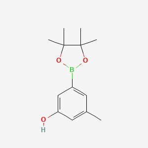 3-Methyl-5-(4,4,5,5-tetramethyl-1,3,2-dioxaborolan-2-yl)phenol chemical structure (CAS 889659-70-5)