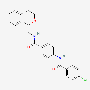 4-Chloro-N-(4-((isochroman-1-ylmethyl)carbamoyl)phenyl)benzamide chemical structure (CAS 889807-15-2)