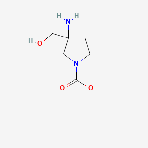 tert-Butyl 3-amino-3-(hydroxymethyl)pyrrolidine-1-carboxylate chemical structure (CAS 889949-18-2)