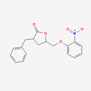 3-Benzyl-5-((2-nitrophenoxy)methyl)dihydrofuran-2(3H)-one chemical structure (CAS 890405-51-3)