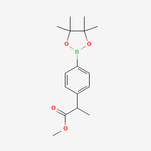 Methyl 2-(4-(4,4,5,5-tetramethyl-1,3,2-dioxaborolan-2-yl)phenyl)propanoate chemical structure (CAS 890839-11-9)