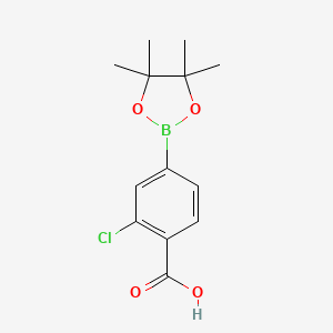 2-Chloro-4-(4,4,5,5-tetramethyl-1,3,2-dioxaborolan-2-yl)benzoic acid chemical structure (CAS 890839-31-3)