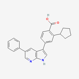 2-Cyclopentyl-4-(5-phenyl-1H-pyrrolo[2,3-b]pyridin-3-yl)benzoic acid chemical structure (CAS 890842-28-1)