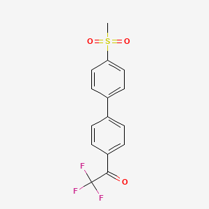 2,2,2-Trifluoro-1-(4'-(methylsulfonyl)-[1,1'-biphenyl]-4-yl)ethanone chemical structure (CAS 893407-18-6)