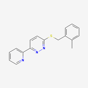 3-((2-Methylbenzyl)thio)-6-(pyridin-2-yl)pyridazine chemical structure (CAS 894002-50-7)