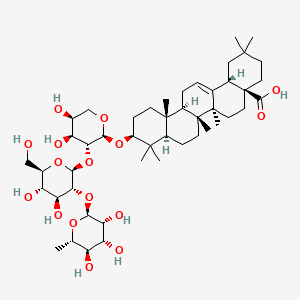(4aS,6aS,6bR,8aR,10S,12aR,12bR,14bS)-10-(((2S,3R,4S,5S)-3-(((2S,3R,4S,5S,6R)-4,5-Dihydroxy-6-(hydroxymethyl)-3-(((2S,3R,4R,5R,6S)-3,4,5-trihydroxy-6-methyltetrahydro-2H-pyran-2-yl)oxy)tetrahydro-2H-pyran-2-yl)oxy)-4,5-dihydroxytetrahydro-2H-pyran-2-yl)oxy)-2,2,6a,6b,9,9,12a-heptamethyl-1,3,4,5,6,6a,6b,7,8,8a,9,10,11,12,12a,12b,13,14b-octadecahydropicene-4a(2H)-carboxylic acid chemical structure (CAS 89412-79-3)