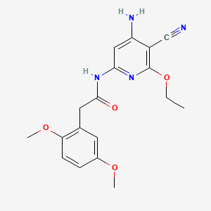 N-(4-Amino-5-cyano-6-ethoxypyridin-2-yl)-2-(2,5-dimethoxyphenyl)acetamide chemical structure (CAS 894804-07-0)