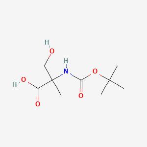 2-((tert-Butoxycarbonyl)amino)-3-hydroxy-2-methylpropanoic acid chemical structure (CAS 89500-39-0)