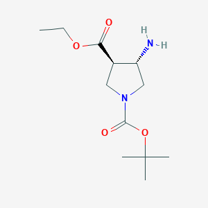 (3R,4S)-1-tert-Butyl 3-ethyl 4-aminopyrrolidine-1,3-dicarboxylate chemical structure (CAS 895243-98-8)