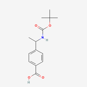 4-(1-((tert-Butoxycarbonyl)amino)ethyl)benzoic acid chemical structure (CAS 895577-21-6)