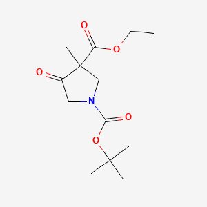 1-tert-Butyl 3-ethyl 3-methyl-4-oxopyrrolidine-1,3-dicarboxylate chemical structure (CAS 897043-85-5)
