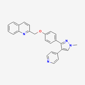 2-((4-(1-Methyl-4-(pyridin-4-yl)-1H-pyrazol-3-yl)phenoxy)methyl)quinoline chemical structure (CAS 898562-94-2)