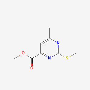 Methyl 6-methyl-2-(methylthio)pyrimidine-4-carboxylate chemical structure (CAS 90007-36-6)