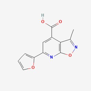 6-(Furan-2-yl)-3-methylisoxazolo[5,4-b]pyridine-4-carboxylic acid chemical structure (CAS 900136-96-1)