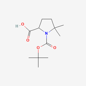 1-(Tert-butoxycarbonyl)-5,5-dimethylpyrrolidine-2-carboxylic acid chemical structure (CAS 900158-99-8)