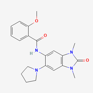 N-(1,3-Dimethyl-2-oxo-6-(pyrrolidin-1-yl)-2,3-dihydro-1H-benzo[d]imidazol-5-yl)-2-methoxybenzamide chemical structure (CAS 900305-37-5)