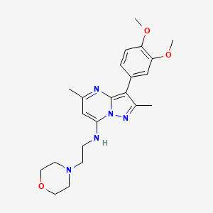 3-(3,4-Dimethoxyphenyl)-2,5-dimethyl-N-(2-morpholinoethyl)pyrazolo[1,5-a]pyrimidin-7-amine chemical structure (CAS 900874-91-1)