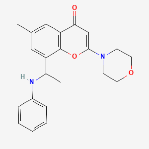 6-Methyl-2-morpholino-8-(1-(phenylamino)ethyl)-4H-chromen-4-one chemical structure (CAS 901398-68-3)