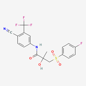 N-(4-Cyano-3-(trifluoromethyl)phenyl)-3-((4-fluorophenyl)sulfonyl)-2-hydroxy-2-methylpropanamide chemical structure (CAS 90357-06-5)