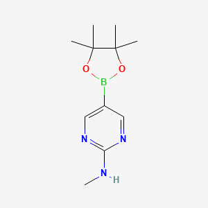 N-Methyl-5-(4,4,5,5-tetramethyl-1,3,2-dioxaborolan-2-yl)pyrimidin-2-amine chemical structure (CAS 904326-88-1)
