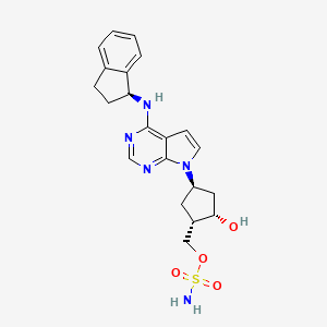 ((1S,2S,4R)-4-(4-(((S)-2,3-Dihydro-1H-inden-1-yl)amino)-7H-pyrrolo[2,3-d]pyrimidin-7-yl)-2-hydroxycyclopentyl)methyl sulfamate chemical structure (CAS 905579-51-3)