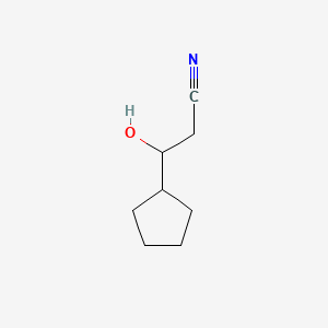 3-Cyclopentyl-3-hydroxypropanenitrile chemical structure (CAS 906453-83-6)