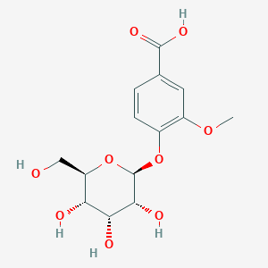 3-Methoxy-4-(((2S,3R,4R,5S,6R)-3,4,5-trihydroxy-6-(hydroxymethyl)tetrahydro-2H-pyran-2-yl)oxy)benzoic acid chemical structure (CAS 906482-63-1)