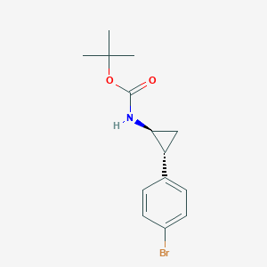 tert-Butyl ((1S,2R)-2-(4-bromophenyl)cyclopropyl)carbamate chemical structure (CAS 907196-11-6)