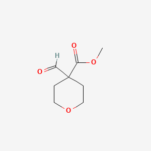 Methyl 4-formyltetrahydro-2H-pyran-4-carboxylate chemical structure (CAS 907607-89-0)