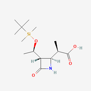 (R)-2-((2S,3S)-3-((R)-1-((tert-Butyldimethylsilyl)oxy)ethyl)-4-oxoazetidin-2-yl)propanoic acid chemical structure (CAS 90776-58-2)
