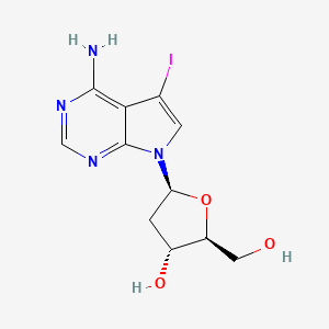 (2S,3R,5S)-5-(4-Amino-5-iodo-7H-pyrrolo[2,3-d]pyrimidin-7-yl)-2-(hydroxymethyl)tetrahydrofuran-3-ol chemical structure (CAS 908130-61-0)